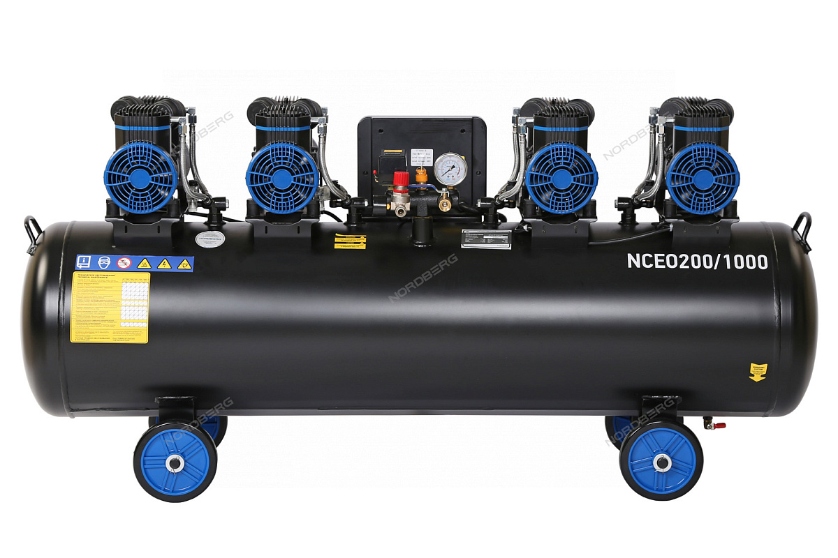 Компрессор безмасляный 380 В, ресивер 200 л, 1000 л/мин