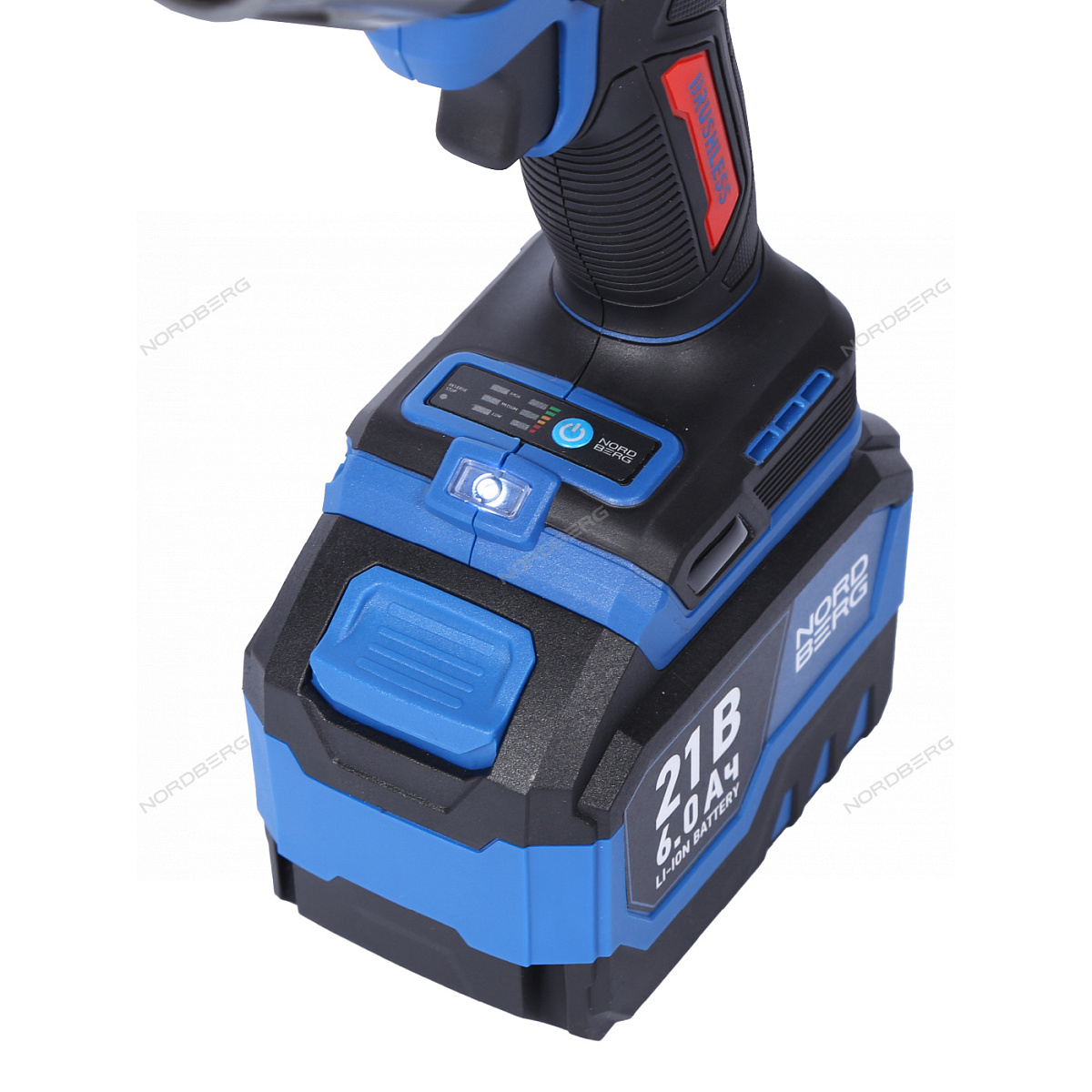 Гайковерт аккумуляторный, 1/2", 21 В, 1500 Нм, 2 аккумулятора 6 A и зарядное устройство, в кейсе