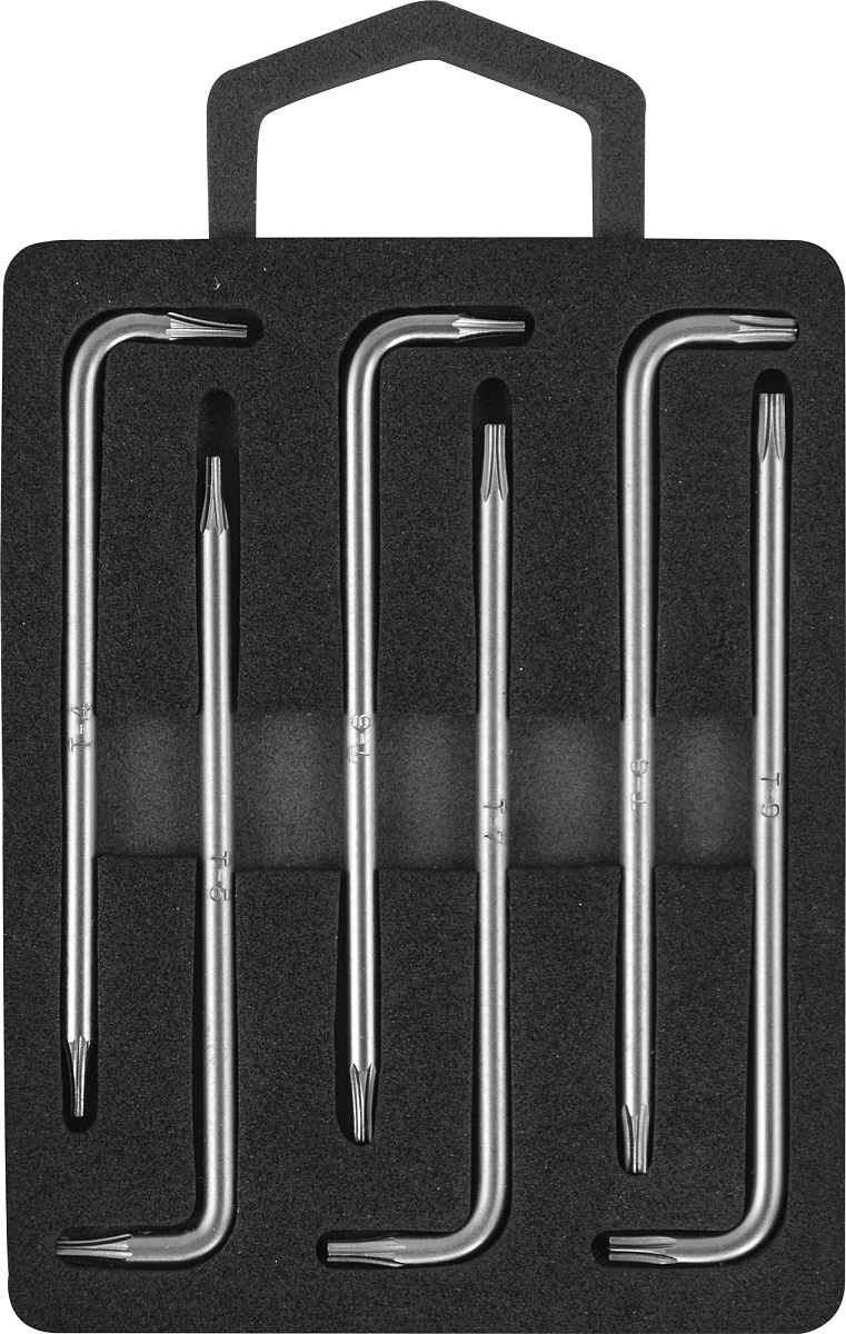 Комплект угловых ключей Torx с центрированным штифтом Т4-Т9, S2 материал, 6 предметов