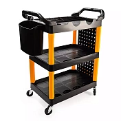 Тележка с тремя открытыми полками (перфорированная боковина с крючками), черная Runtec  RT-PP3 1