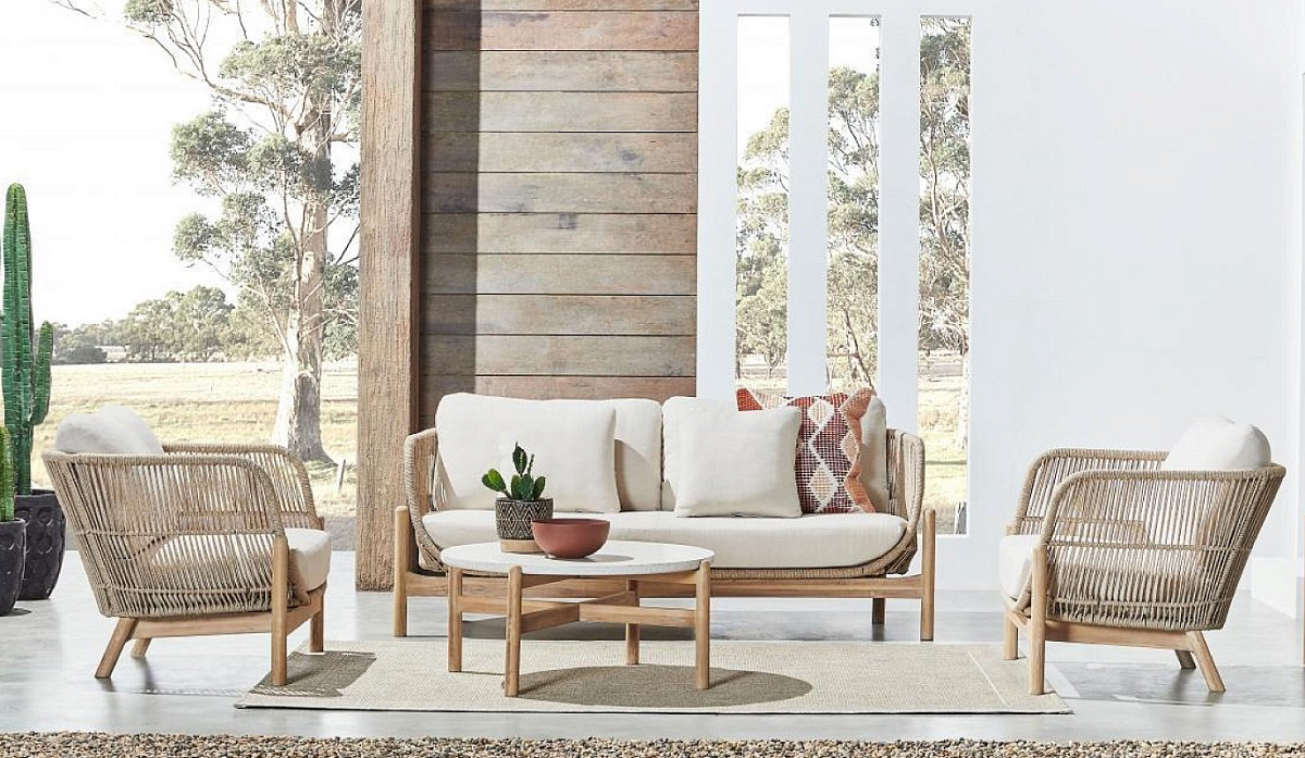 Комплект деревянной плетеной мебели Talara