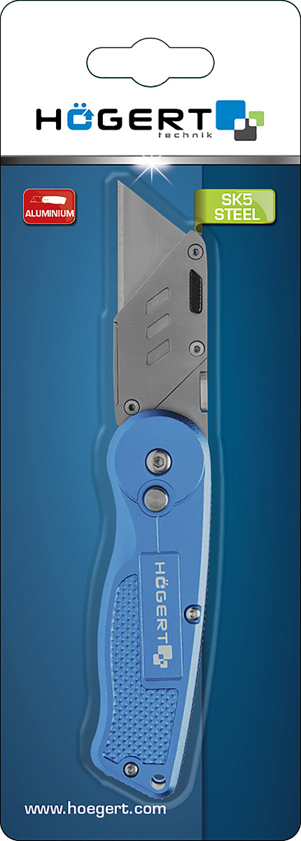 Нож складной с трапециевидным лезвием складной, алюминиевый корпус, 1 лезвие SKS