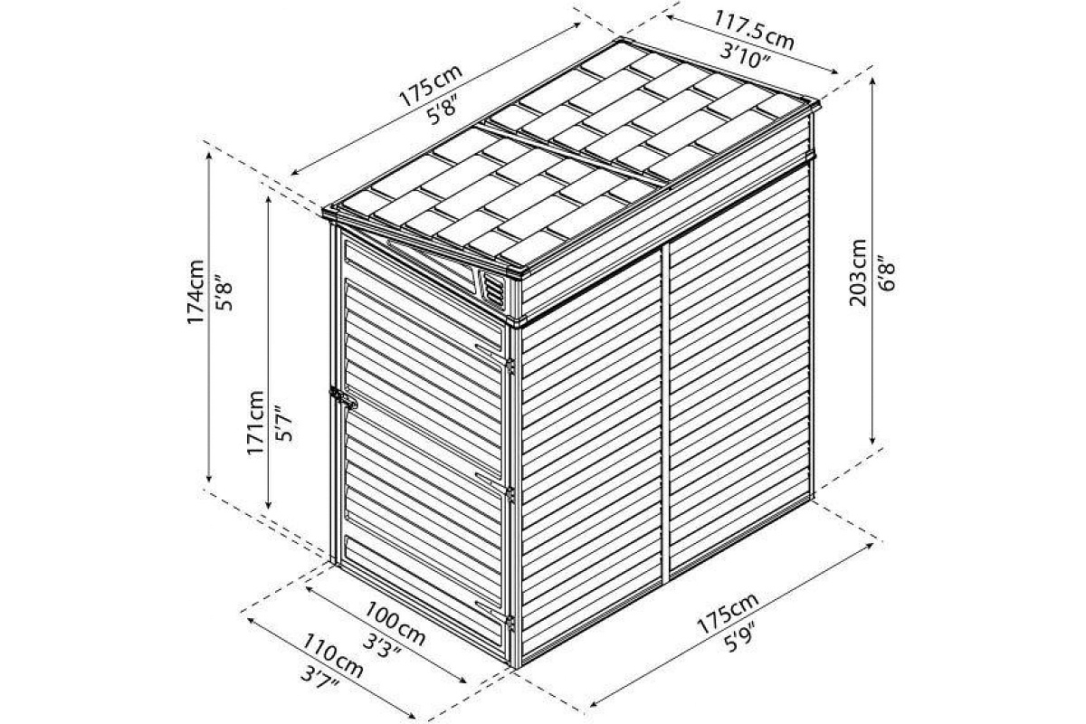 Хозблок SKYLIGHT SHED PENT 4FT(4*6)