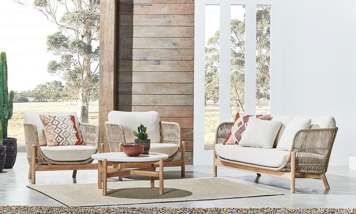 Комплект деревянной плетеной мебели Talara