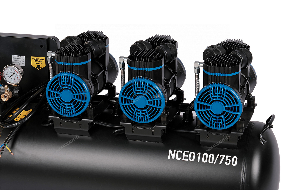 Компрессор безмасляный 380 В, ресивер 100 л, 750 л/мин