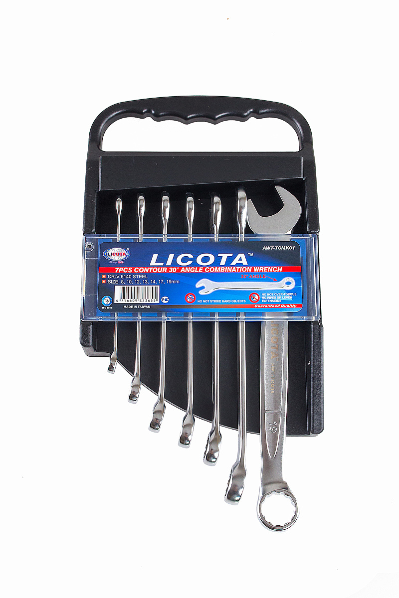 Набор ключей комбинированных изогнутых 30° 7пр. 8-19 мм