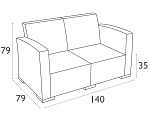 Диван пластиковый плетеный двухместный с подушками Monaco Lounge