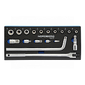 Набор головок 1/2" в ложементе, 18 предметов для тележки Nordberg  2496018T