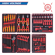 Набор инструментов 117 предметов, "HIGH VOLTAGE", для тележки, 6 ложементов King Tony  932-117VEMRVD