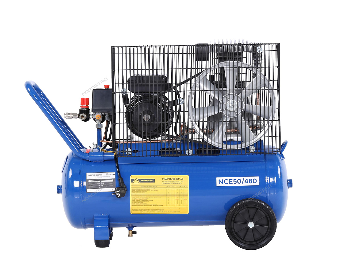 Компрессор поршневой с ременной передачей 220 В, ресивер 50 л, 446 л/мин
