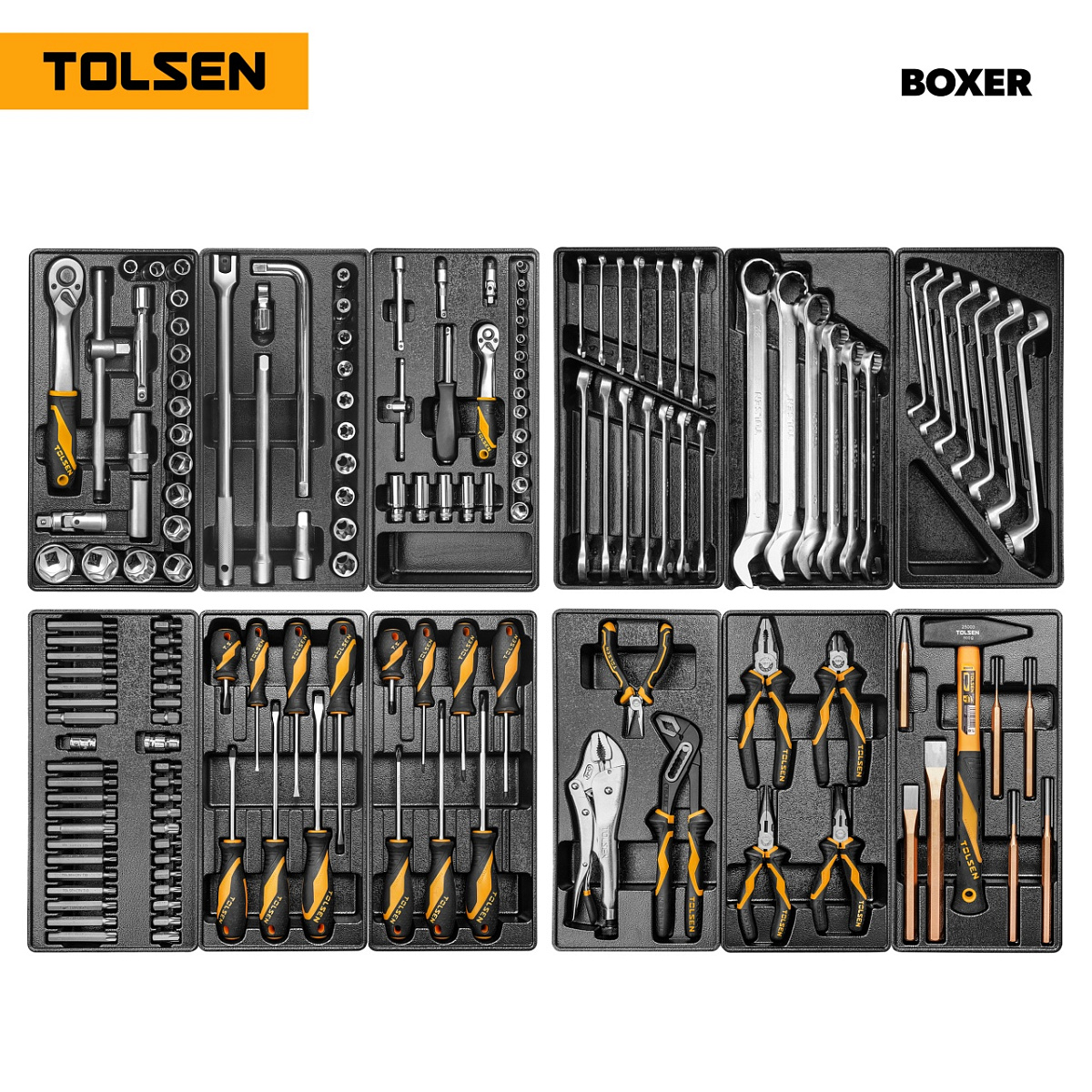 Набор инструментов 157 предметов, "BOXER", в черной тележке, в комплекте гайковерт