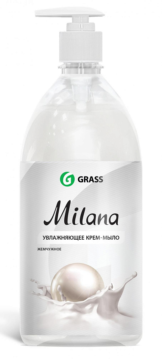 milana жидкое крем-мыло жемчужное 1 л с дозатором grass