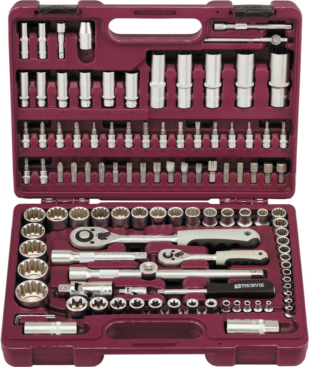 Набор инструмента универсальный 1/4", 1/2"DR с головками торцевыми MultiProf, 108 предметов