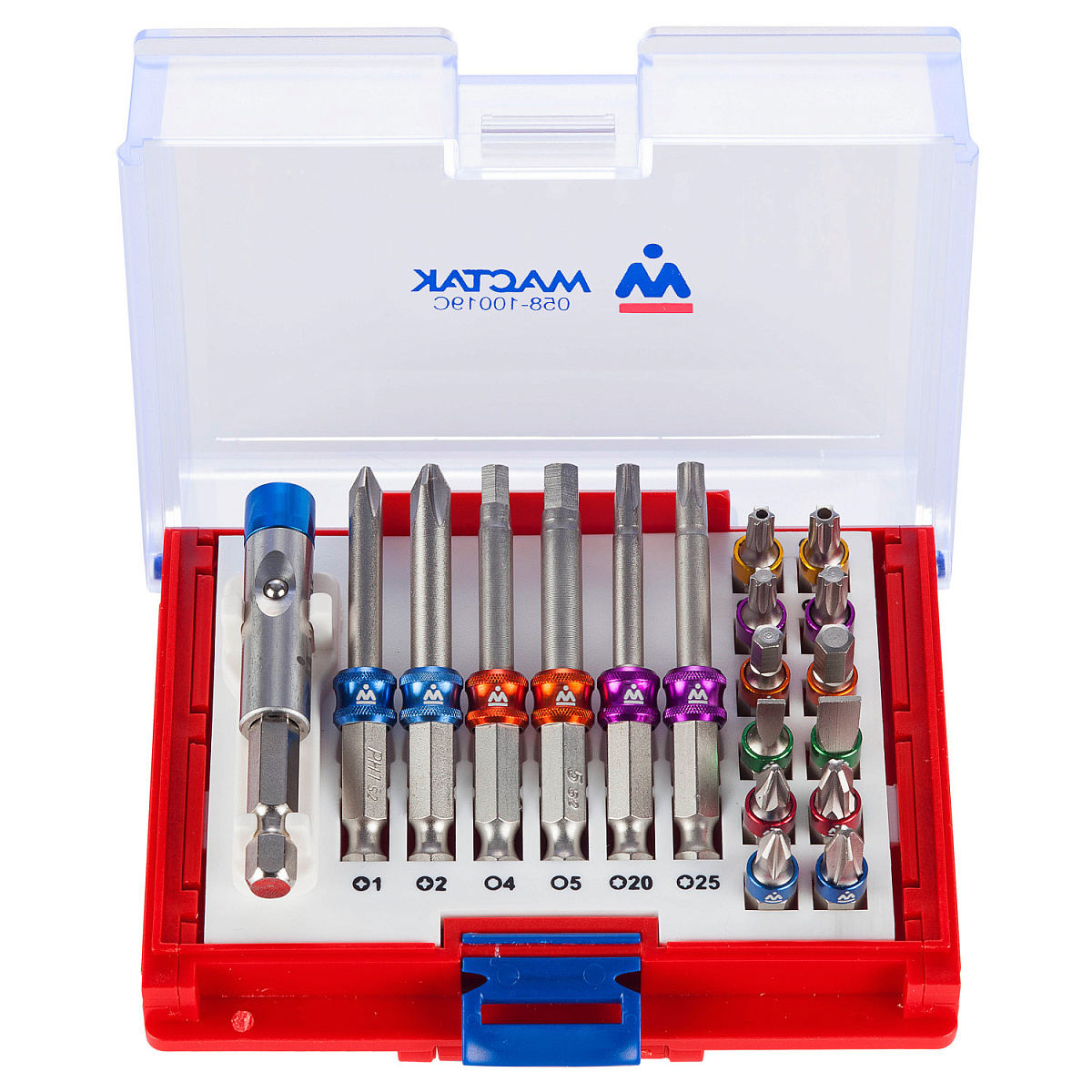 Набор вставок (бит) 1/4;, TORX, HEX, PZ, PH, SLOT, 19 предметов МАСТАК 058-10019C