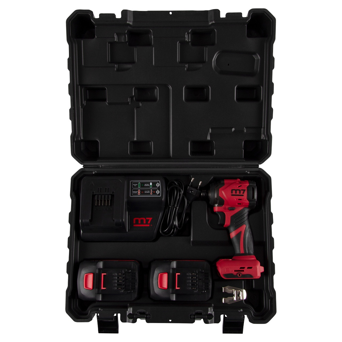 Аккумуляторный шуруповерт, ударный, 18 В, 4 предмета, кейс