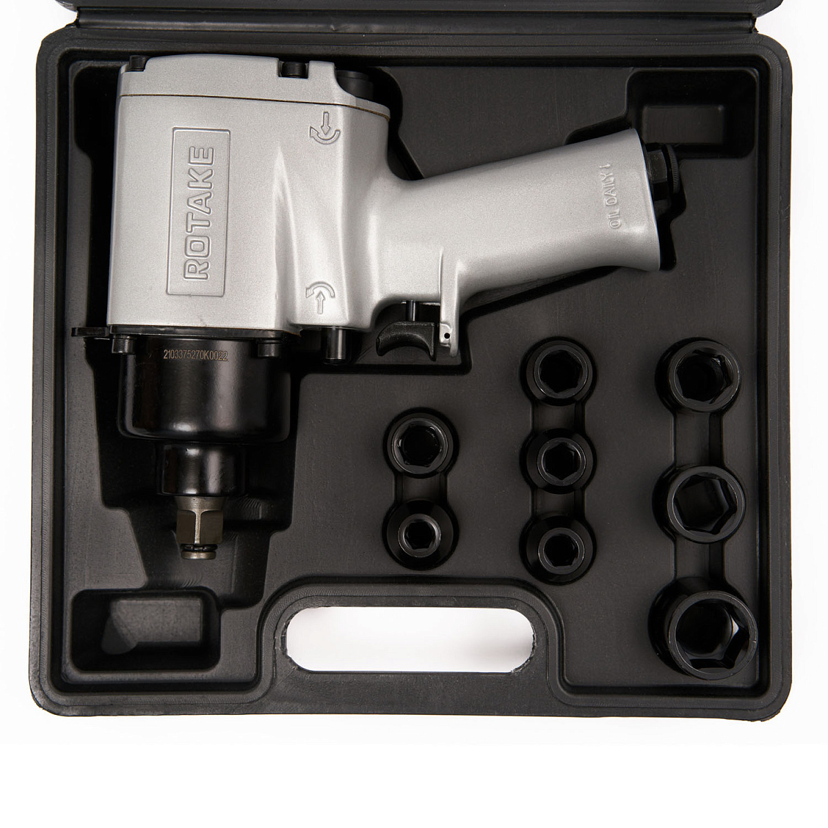 ГАЙКОВЕРТ ПНЕВМАТИЧЕСКИЙ, 1/2", 700НМ, 7000ОБ/МИН, 6,2БАР, С НАБОРОМ ГОЛОВОК