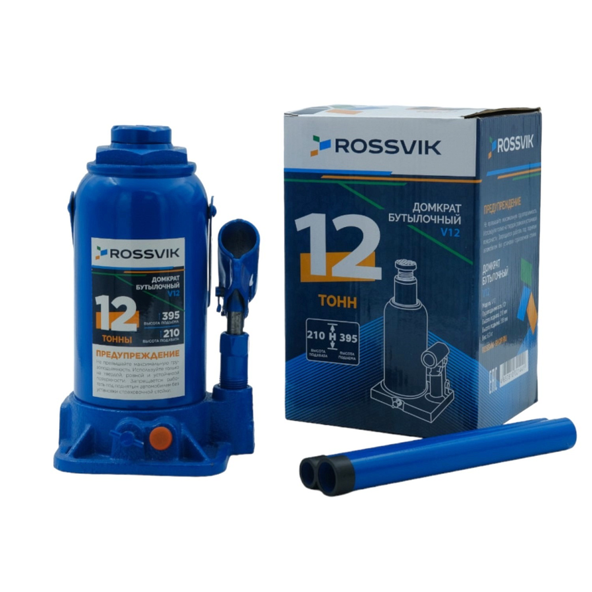 Домкрат бутылочный V12, г/п 12,0т ROSSVIK