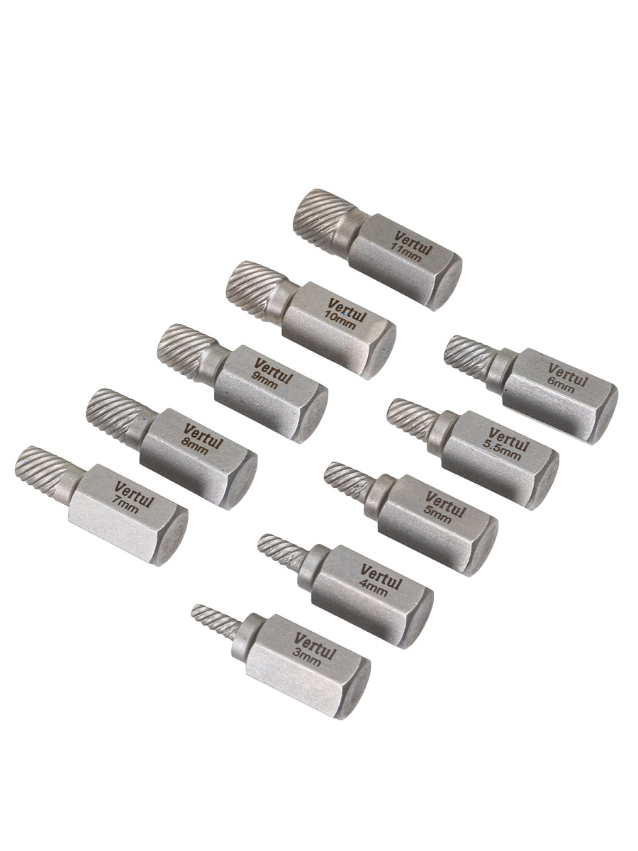 Набор экстракторов для извлечения сломанных болтов 10 пр