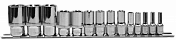 Набор головок торцевых глубоких 1/4", 3/8", 1/2"DR на держателе, внешний TORX, E4-E24, 14 предметов Ombra  910714
