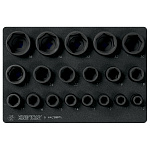 Набор ударных торцевых головок 1/2", шестигранные, 10-36 мм, ложемент, 19 предметов 