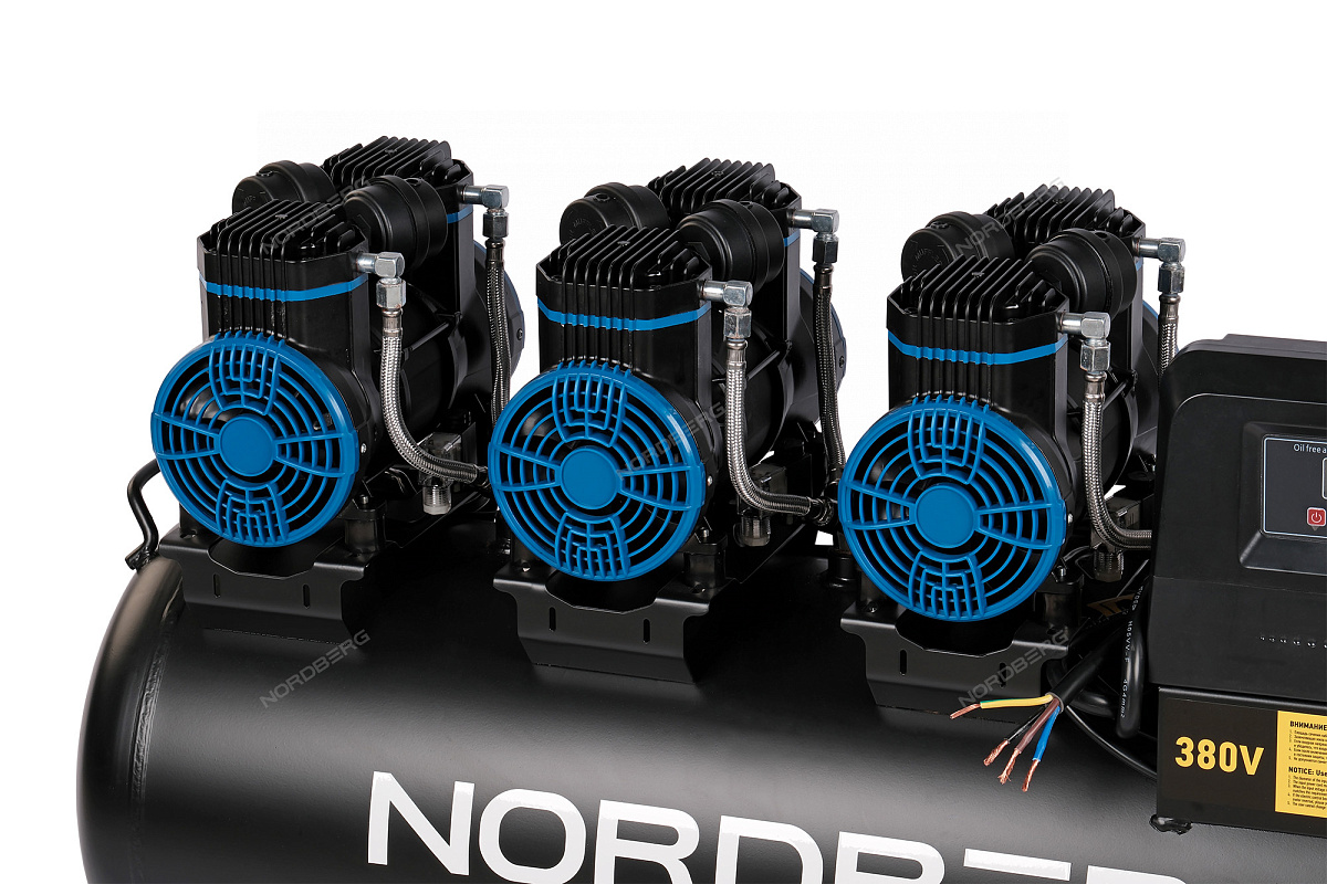 Компрессор безмасляный 380 В, ресивер 100 л, 750 л/мин