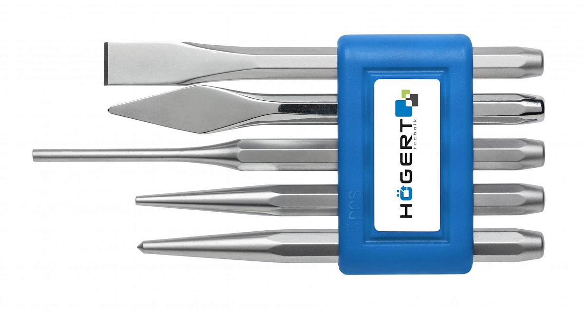 HOEGERT Набор ударно- режущего инструмента, 5 шт., CrV