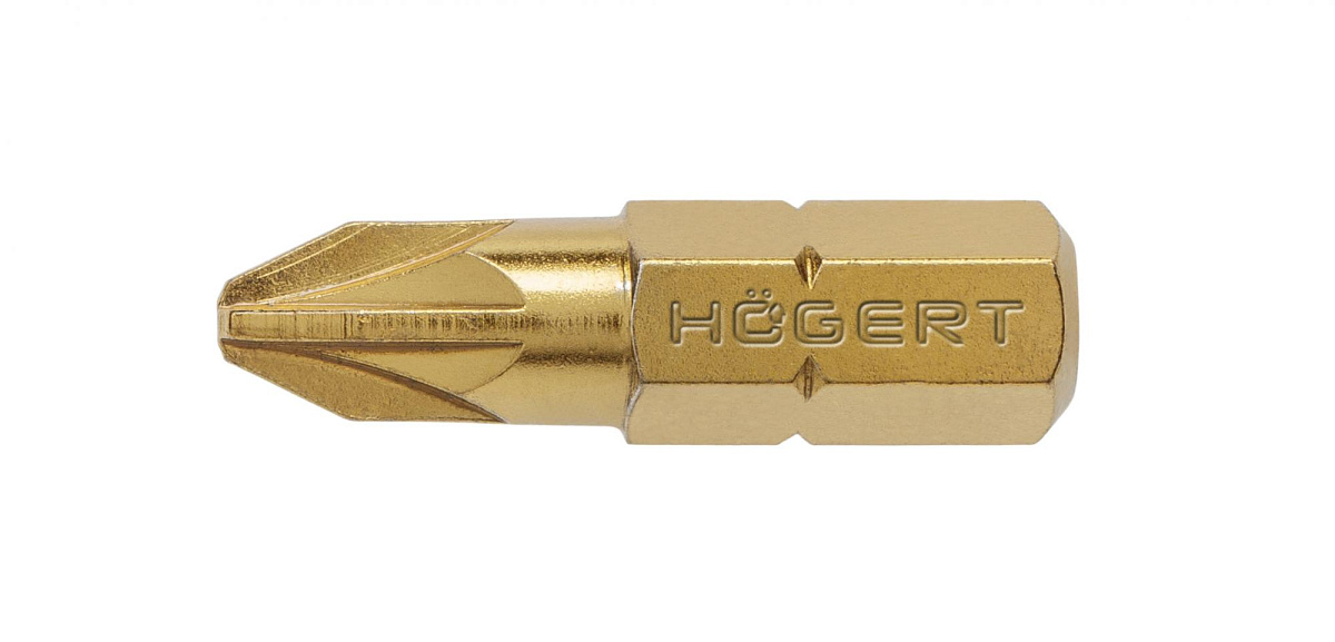 HOEGERT Биты PZ2 25 мм, сталь S2, нитрид титана, 5 шт.