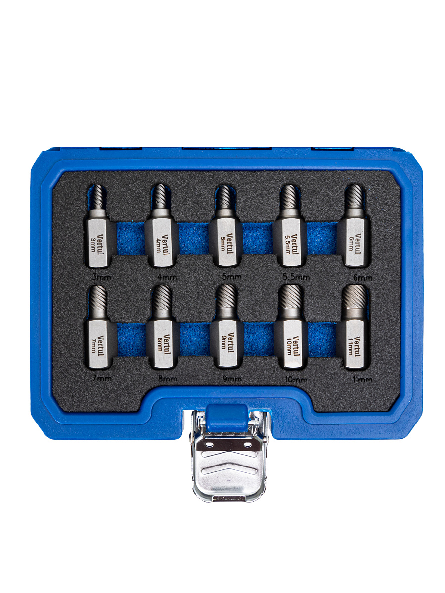 Набор экстракторов для извлечения сломанных болтов 10 пр