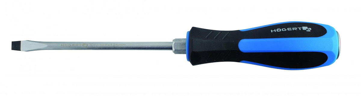 Отвертка с прямым шлицем 6х125 мм, ударная CrV