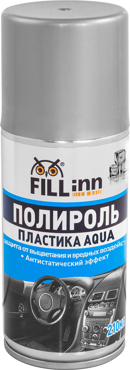Полироль пластика AQUA (пенный, глянцевый), чёрный лёд, (аэрозоль)