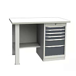 Верстак однотумбовый с 6 ящиками с оцинкованной столешницей 1200 мм