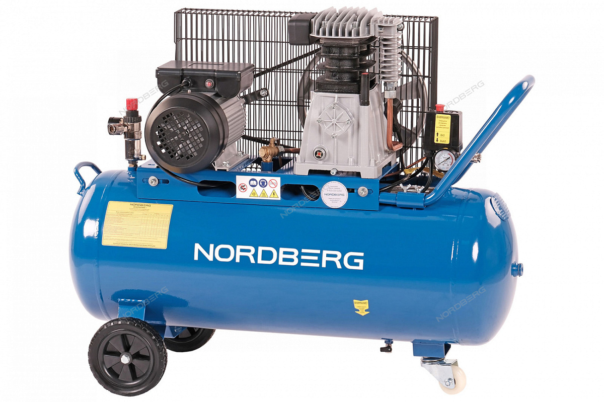 Компрессор поршневой с ременной передачей 220 В, ресивер 100 л, 446 л/мин