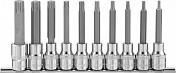 Набор насадок торцевых 1/2"DR с вставками-битами TORX на держателе, T20-T70, 100 мм Ombra  921910