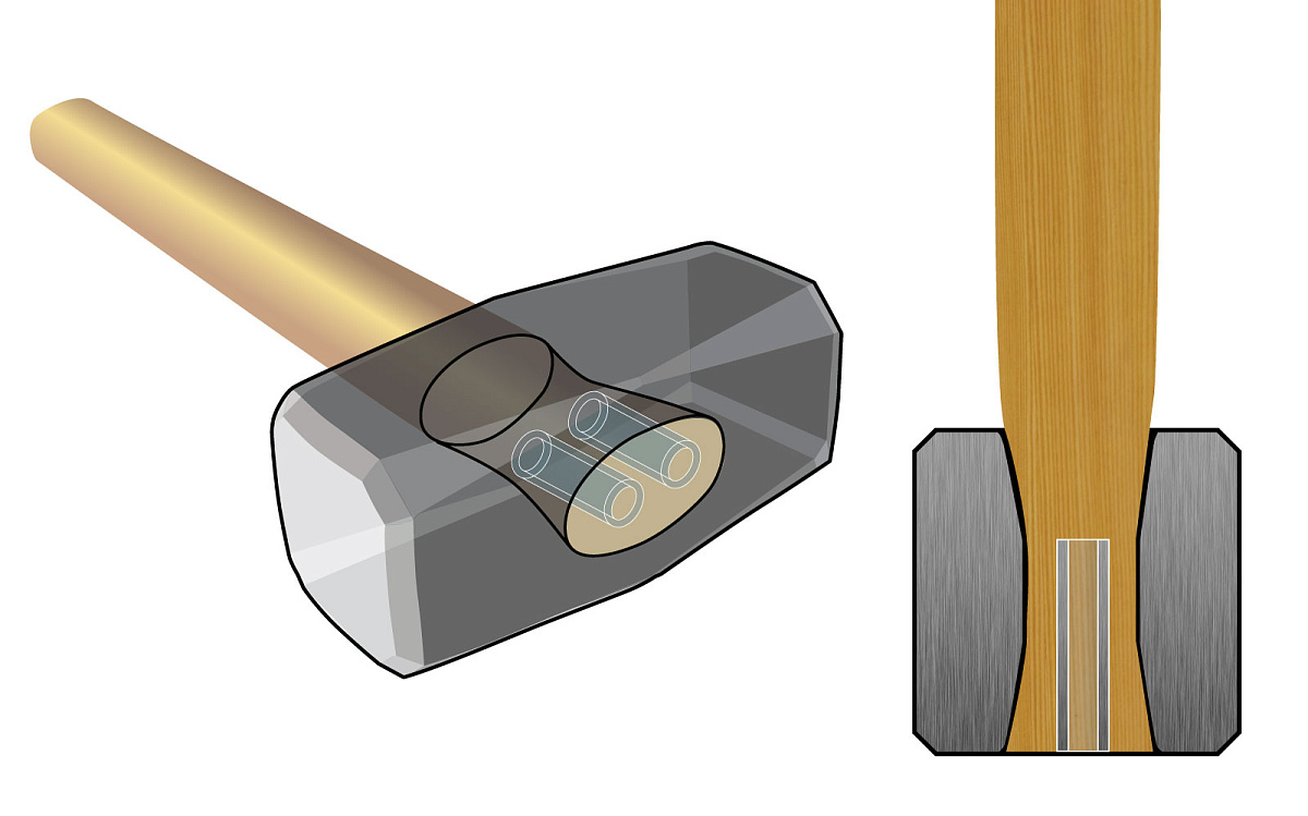 Кувалда  INDUSTRIAL с рукояткой из дерева гикори, 1500 г