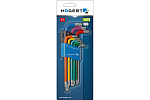 Набор Г- образных удлиненных ключей TORX с цветной маркировкой, Т10- Т50, 9 шт.