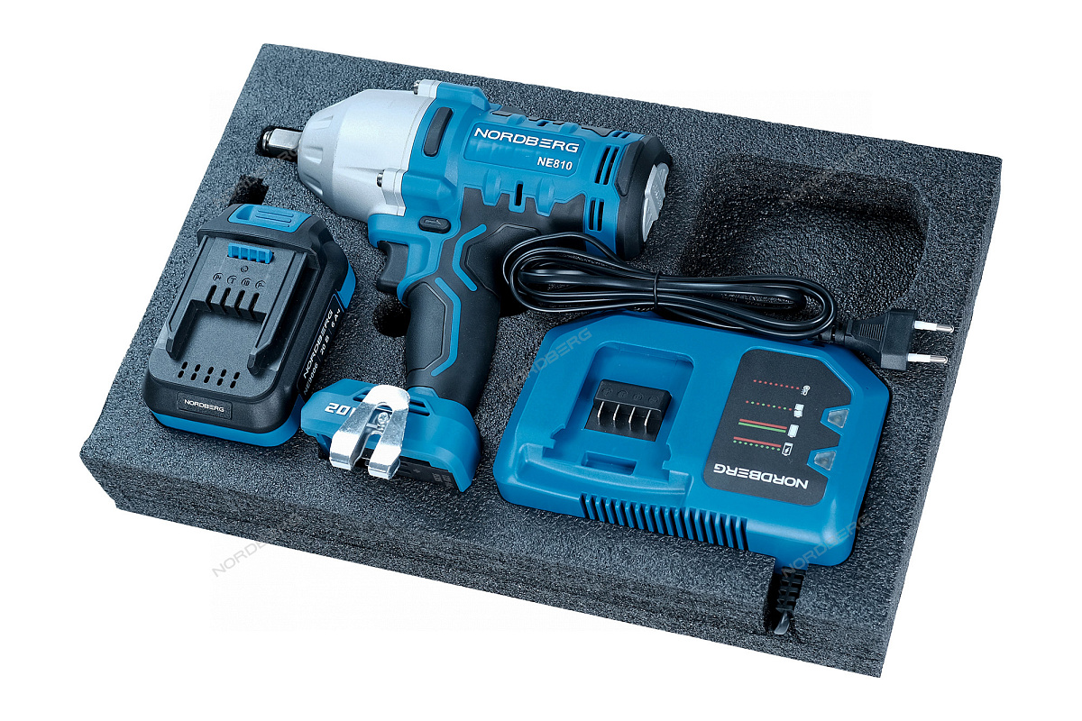 Гайковерт аккумуляторный, 1/2", 20В, 1000Нм с акк. и зар. уст-вом