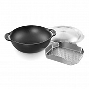 Чугунный вок GBS со вставкой для приготовления на пару Weber  8856  1