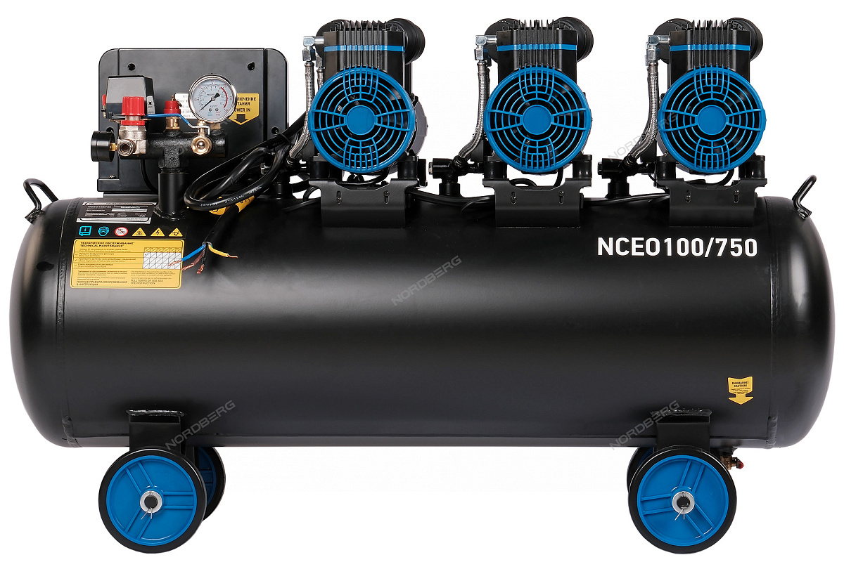 Компрессор безмасляный 380 В, ресивер 100 л, 750 л/мин