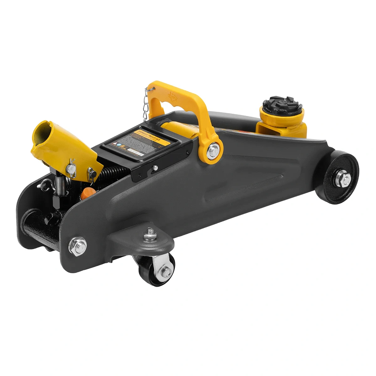 Домкрат гидравлический подкатной с фиксатором, 2 т, 130-330 мм, в кейсе