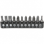 Набор бит 1/4" 25 мм на держателе SL, PH, PZ, HEX Licota  ALK-8009-BIT1-CK 1