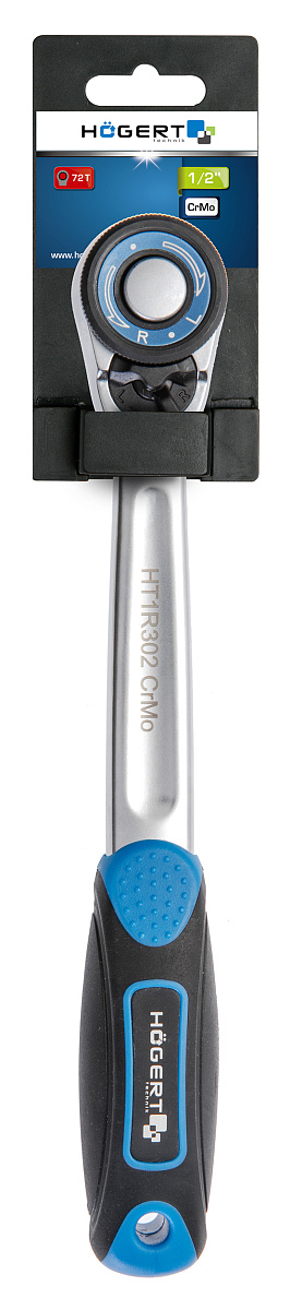 Трещотка прямая с кнопкой 1/2", 72 зубца