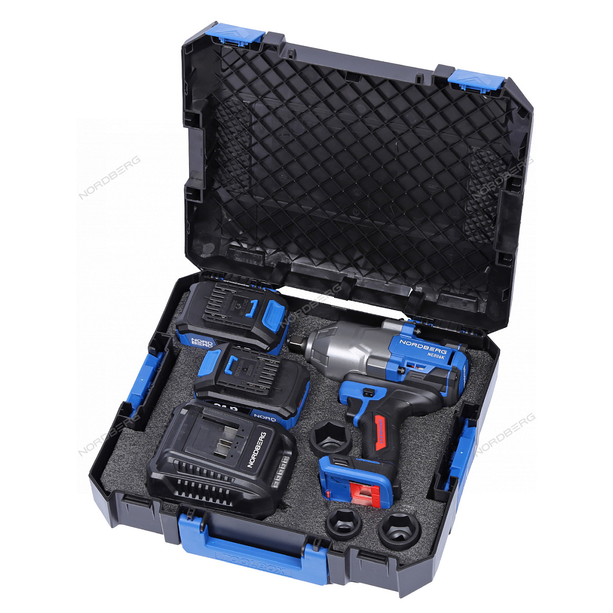 Гайковерт аккумуляторный, 1/2", 21 В, 1500 Нм, 2 аккумулятора 6 A и зарядное устройство, в кейсе