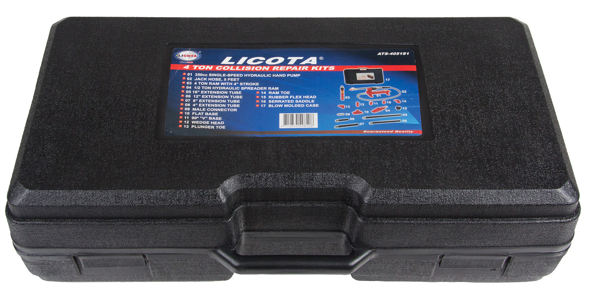 Набор гидравлических растяжек 4 тонн, насос 350 мл, в кейсе