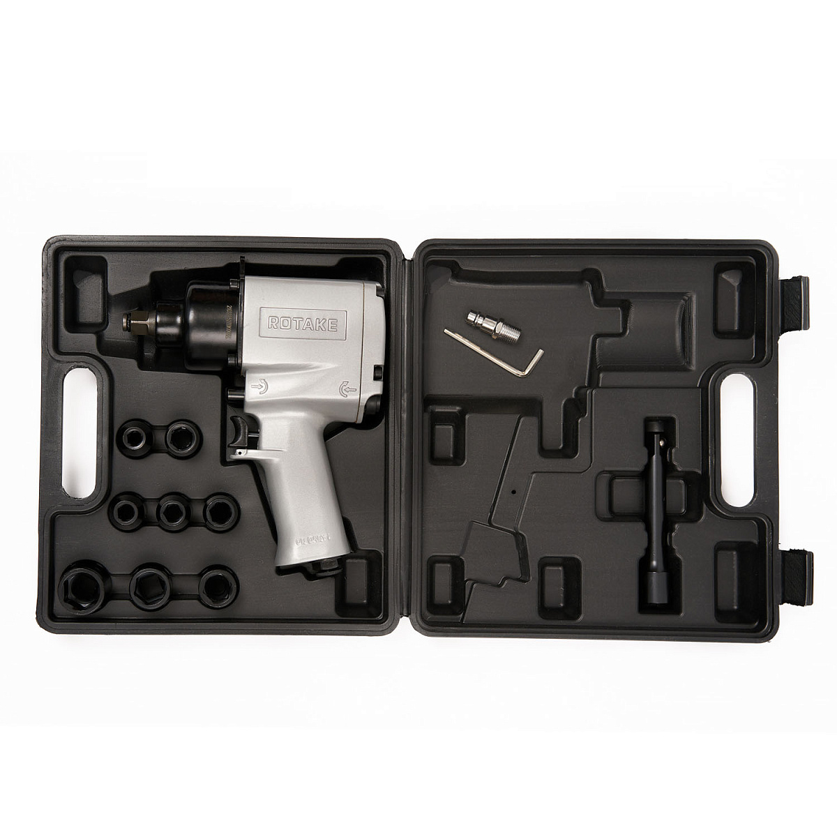 ГАЙКОВЕРТ ПНЕВМАТИЧЕСКИЙ, 1/2", 700НМ, 7000ОБ/МИН, 6,2БАР, С НАБОРОМ ГОЛОВОК