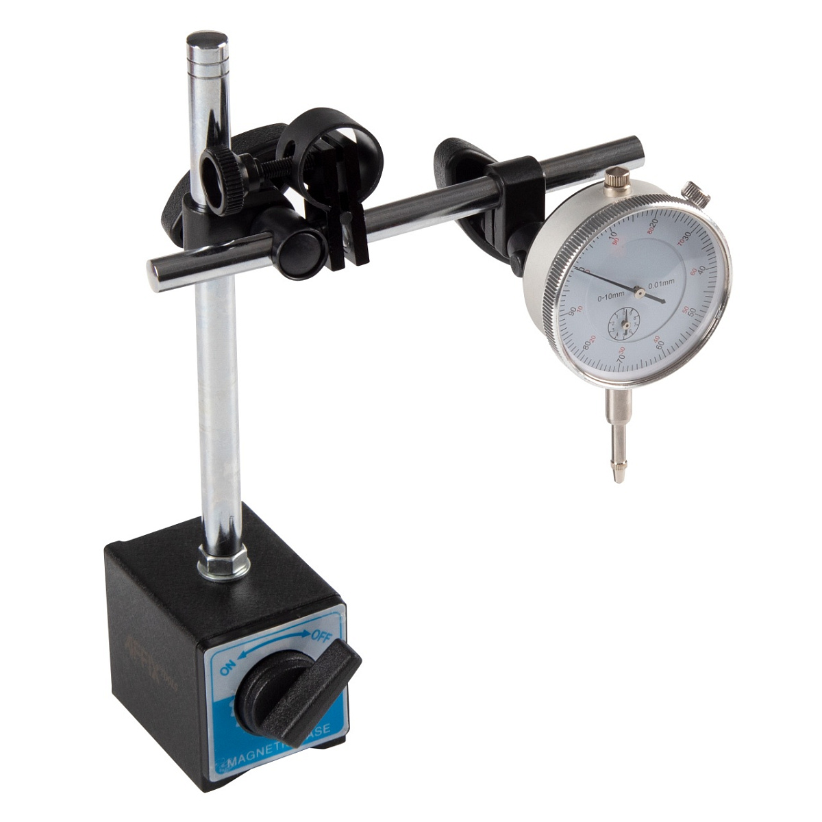 Индикатор часового типа ИЧ 0-10 мм, 0,01 мм, с магнитной стойкой, кейс