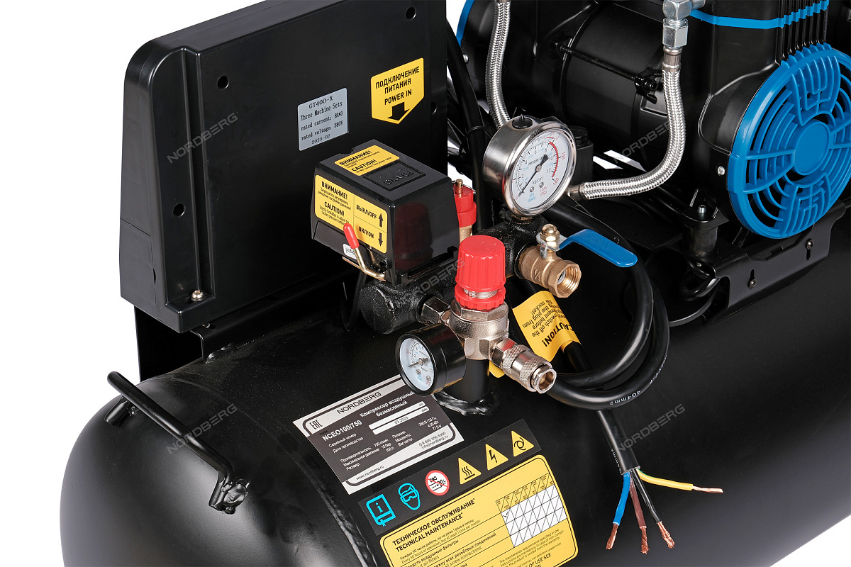 Компрессор безмасляный 380 В, ресивер 100 л, 750 л/мин