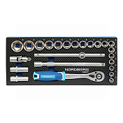 Набор головок 1/2" в ложементе, 24 предмета для тележки Nordberg  2496024T