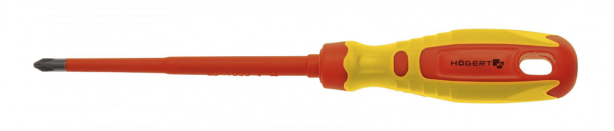 HOEGERT Отвертка изолированная крестовая PH2, 100 мм, 1000 V, сталь CrMo