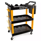 Тележка с тремя открытыми полками (перфорированная боковина с крючками), черная Runtec  RT-PP3