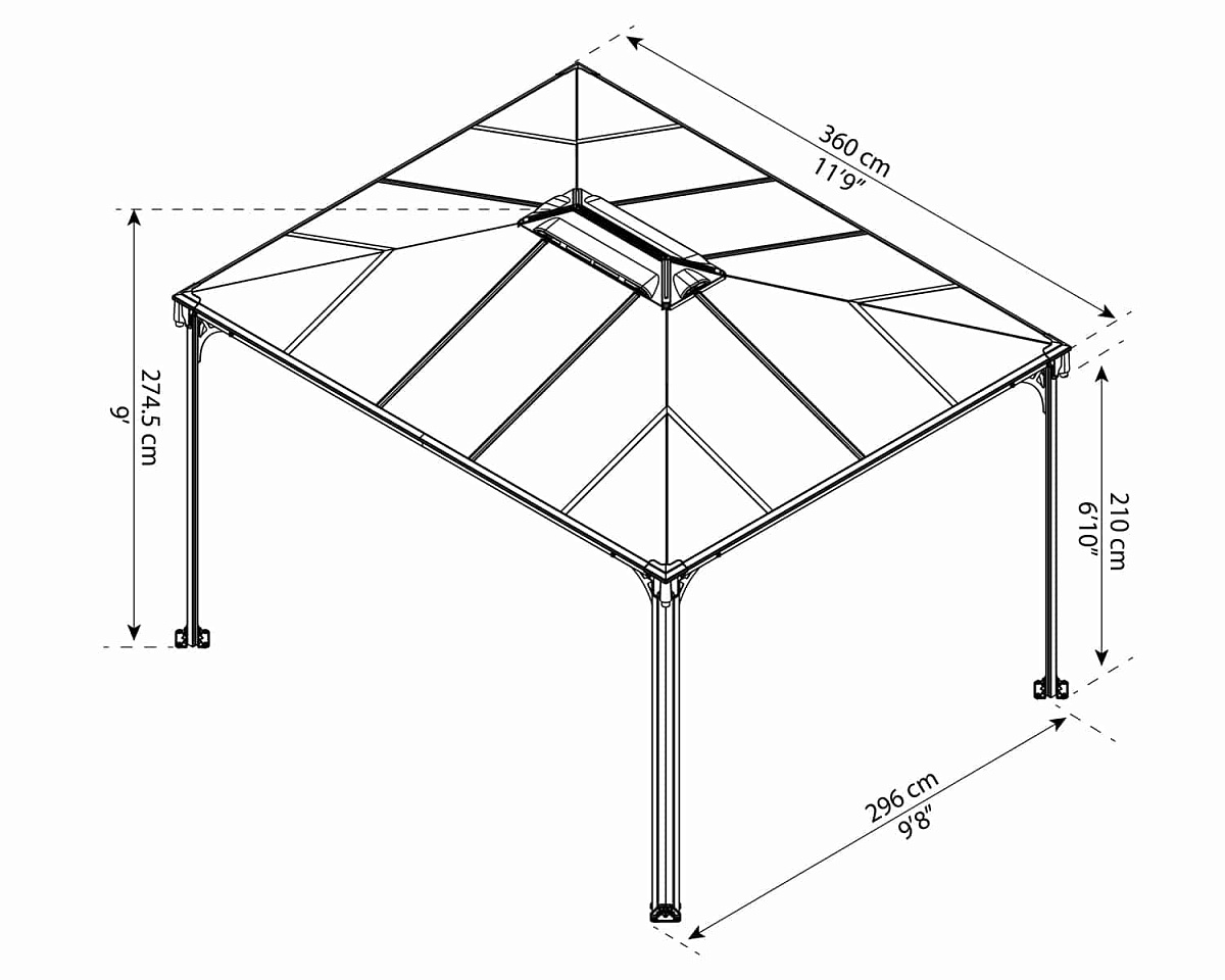 Беседка открытая Martinique 3600 Garden Gazebo Grey Bronze